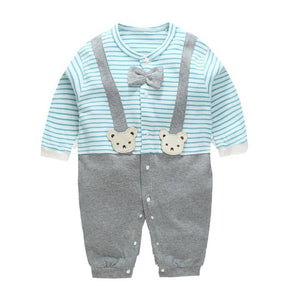 Newborn Unisex Jumpsuits Gentleman Autumn Long Sleeves Rompers Cotton