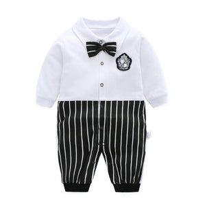 Newborn Unisex Jumpsuits Gentleman Autumn Long Sleeves Rompers Cotton