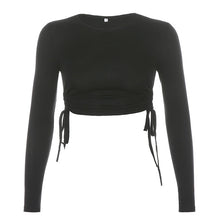 Load image into Gallery viewer, O-Neck Long Sleeve Crop Top Women
