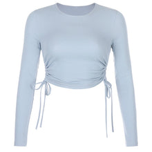 Load image into Gallery viewer, O-Neck Long Sleeve Crop Top Women
