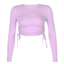 Load image into Gallery viewer, O-Neck Long Sleeve Crop Top Women
