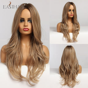 Long Body Wave Wigs Ombre Black Brown