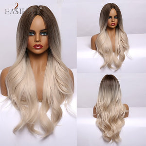 Long Body Wave Wigs Ombre Black Brown