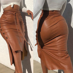 Women Skirt Female Drawstring High Waist Pleated