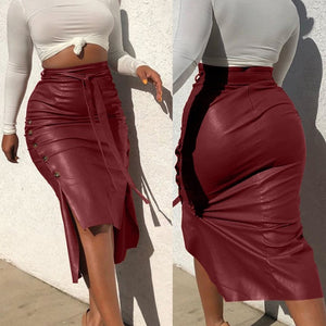 Women Skirt Female Drawstring High Waist Pleated