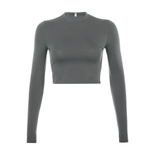 Load image into Gallery viewer, O-Neck Long Sleeve Crop Top Women
