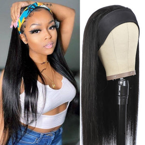 Headband Wig Human Hair Straight