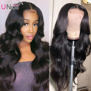 Hair Long Body Wave Wigs 4x4 Inch Closure Wig Density 180% And 150% Natural Lace Wig With Pre-Plucked Natural Hairline