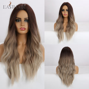 Long Body Wave Wigs Ombre Black Brown