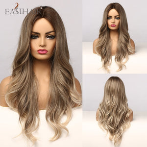 Long Body Wave Wigs Ombre Black Brown