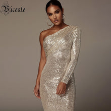 Load image into Gallery viewer, Sexy One Shoulder Dress Sparkle Glitzy
