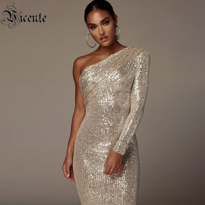 Sexy One Shoulder Dress Sparkle Glitzy