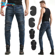 Load image into Gallery viewer, Motorcycle Pants Black Men  Jeans Zipper Protective Gear
