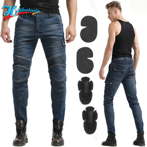 Motorcycle Pants Black Men  Jeans Zipper Protective Gear