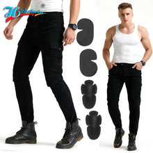 Load image into Gallery viewer, Motorcycle Pants Black Men  Jeans Zipper Protective Gear
