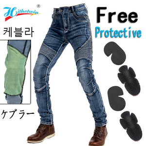 Motorcycle Pants Black Men  Jeans Zipper Protective Gear