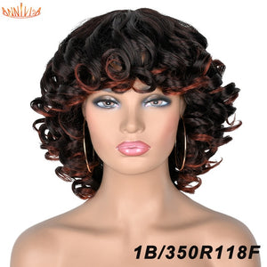 Short Hair Afro Kinky Curly Wigs With Bangs