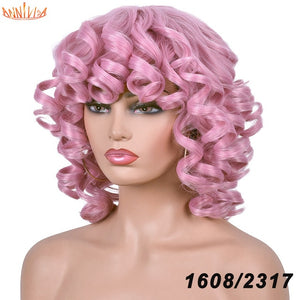 Short Hair Afro Kinky Curly Wigs With Bangs