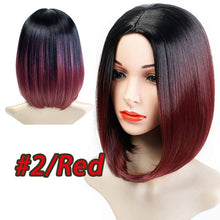 Load image into Gallery viewer, Short Straight Brazilian Wig Synthetic Middle Part Hair Wigs
