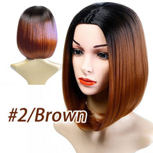 Load image into Gallery viewer, Short Straight Brazilian Wig Synthetic Middle Part Hair Wigs
