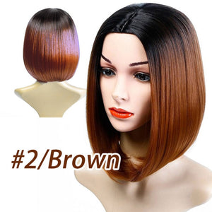 Short Straight Brazilian Wig Synthetic Middle Part Hair Wigs