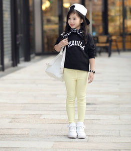 Girl Pants Candy Color Elastic Pencil Trousers