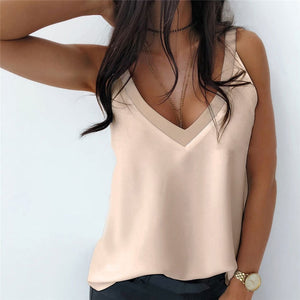 Sexy V-Neck Sleeveless Blouse Shirt