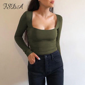 Long Sleeve Knitted Skinny Bodysuit Women