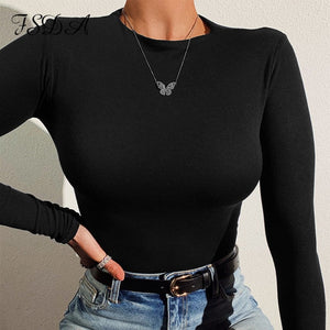 Long Sleeve Knitted Skinny Bodysuit Women