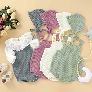 2Pcs Set Baby Knitted Romper Clothes Set Cotton