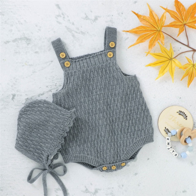 2Pcs Set Baby Knitted Romper Clothes Set Cotton