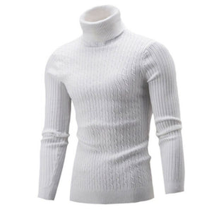 Casual Men Winter Solid Color Turtle Neck Long Sleeve Twist