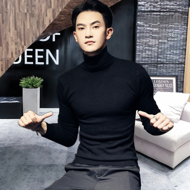 Turtleneck Sweaters Black Sexy Brand Knitted Pullovers