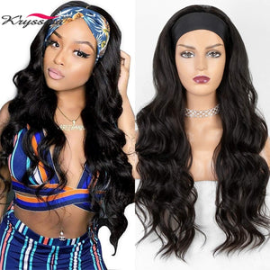 Long Wavy Headband Wig for Black Women None Replacement Body Wave Synthetic