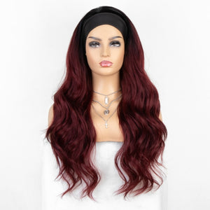 Long Wavy Headband Wig for Black Women None Replacement Body Wave Synthetic