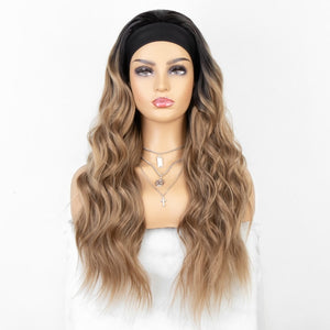 Long Wavy Headband Wig for Black Women None Replacement Body Wave Synthetic