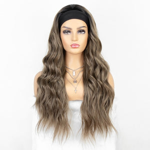 Long Wavy Headband Wig for Black Women None Replacement Body Wave Synthetic