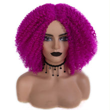 Load image into Gallery viewer, Short Afro Kinky Curly Wigs Ombre Brown Synthetic Middle Part Nature Hair Black Daily Party Headgear with Clips
