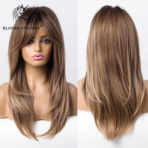 Blonde Unicorn Ombre Blonde Brown Long Wig