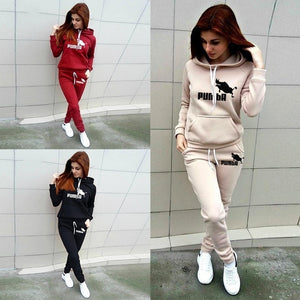 Autumn Winter 2 Piece Set jogging Women Hoodies