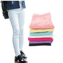 Load image into Gallery viewer, Girl Pants Candy Color Elastic Pencil Trousers
