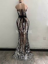 Load image into Gallery viewer, Sexy Mesh Perspective Sequins Party Long Dress
