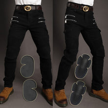 Load image into Gallery viewer, Motorcycle Pants Black Men  Jeans Zipper Protective Gear
