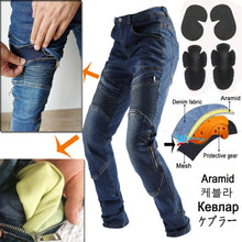 Load image into Gallery viewer, Motorcycle Pants Black Men  Jeans Zipper Protective Gear
