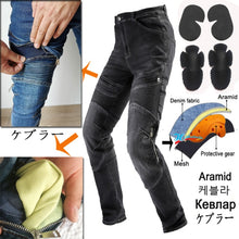 Load image into Gallery viewer, Motorcycle Pants Black Men  Jeans Zipper Protective Gear
