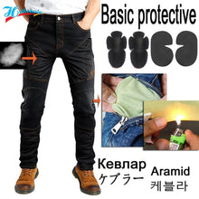 Load image into Gallery viewer, Motorcycle Pants Black Men  Jeans Zipper Protective Gear
