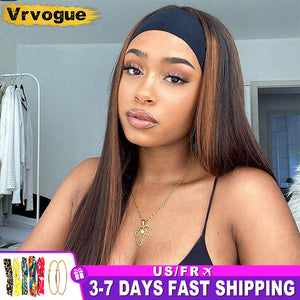 Headband Wig Human Hair Straight