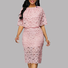 Load image into Gallery viewer, Sexy Slim Dress Round Neck Lace Cutout Dress
