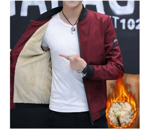 Bomber Zipper Jacket Winter Male Fleece Warm Coats