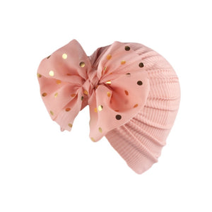 Lovely Shiny Bowknot Baby Hat Cute Solid Color